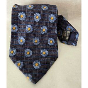 Ermenegildo Zegna 100% Silk Navy Floral Tie Daisies Denim Classic Suiting Office